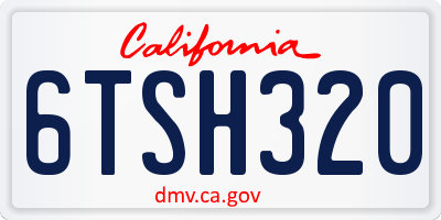 CA license plate 6TSH320