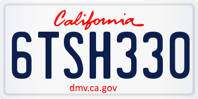 CA license plate 6TSH330