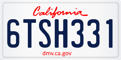 CA license plate 6TSH331