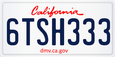 CA license plate 6TSH333