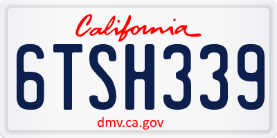 CA license plate 6TSH339