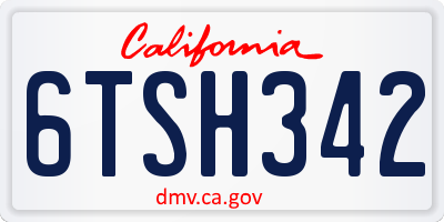 CA license plate 6TSH342