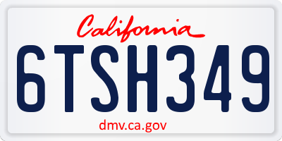 CA license plate 6TSH349