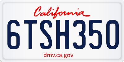CA license plate 6TSH350