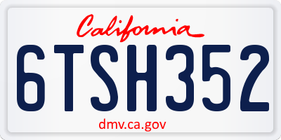 CA license plate 6TSH352
