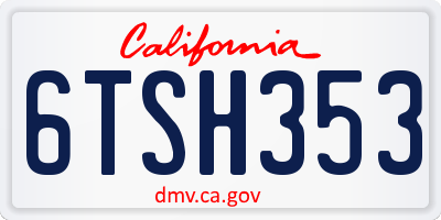 CA license plate 6TSH353