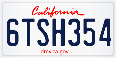 CA license plate 6TSH354