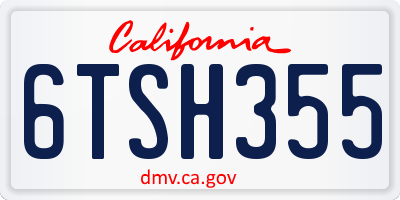 CA license plate 6TSH355
