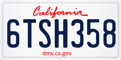 CA license plate 6TSH358
