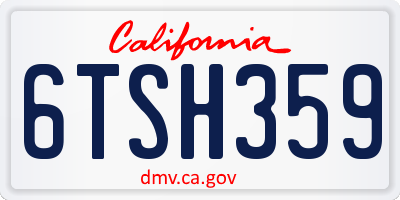 CA license plate 6TSH359
