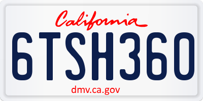CA license plate 6TSH360