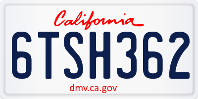 CA license plate 6TSH362