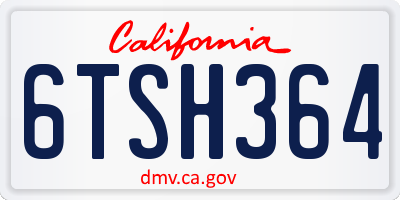 CA license plate 6TSH364