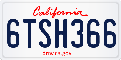 CA license plate 6TSH366
