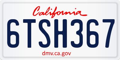 CA license plate 6TSH367