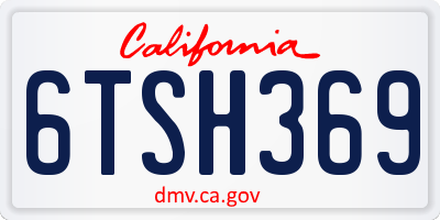 CA license plate 6TSH369