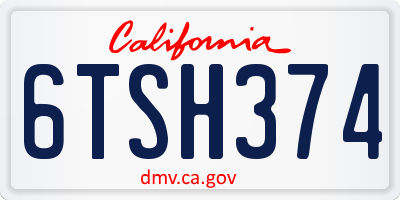 CA license plate 6TSH374