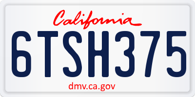 CA license plate 6TSH375