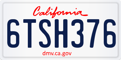 CA license plate 6TSH376