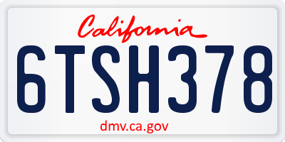 CA license plate 6TSH378