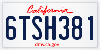 CA license plate 6TSH381