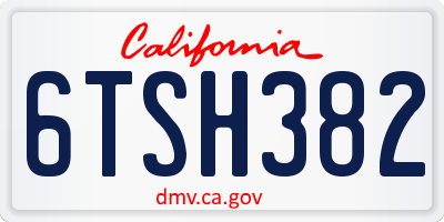 CA license plate 6TSH382