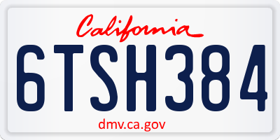 CA license plate 6TSH384