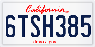 CA license plate 6TSH385