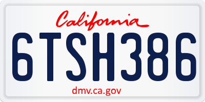 CA license plate 6TSH386