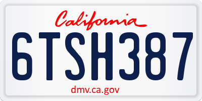 CA license plate 6TSH387