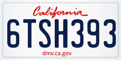 CA license plate 6TSH393