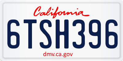 CA license plate 6TSH396