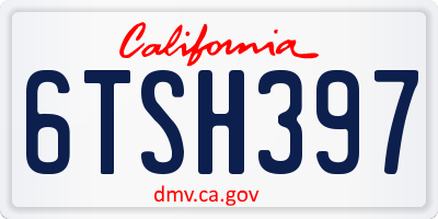 CA license plate 6TSH397