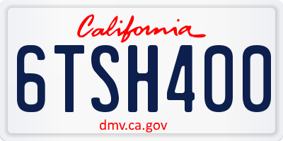 CA license plate 6TSH400