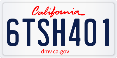 CA license plate 6TSH401