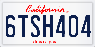 CA license plate 6TSH404