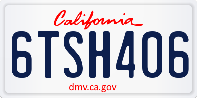 CA license plate 6TSH406