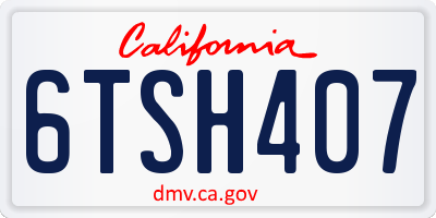 CA license plate 6TSH407