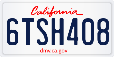 CA license plate 6TSH408