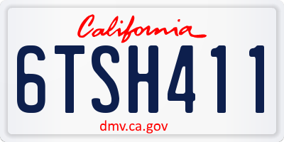 CA license plate 6TSH411