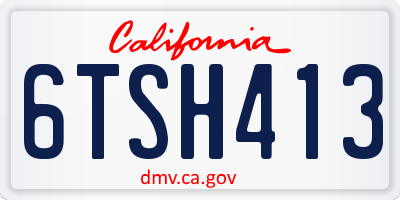 CA license plate 6TSH413
