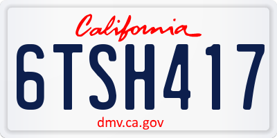 CA license plate 6TSH417