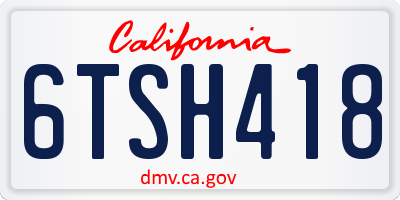 CA license plate 6TSH418