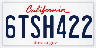 CA license plate 6TSH422