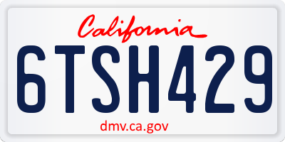 CA license plate 6TSH429