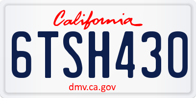 CA license plate 6TSH430