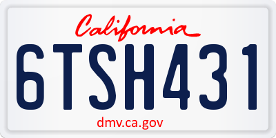 CA license plate 6TSH431