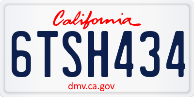 CA license plate 6TSH434