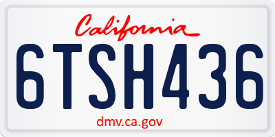 CA license plate 6TSH436