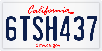 CA license plate 6TSH437